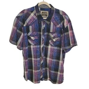 BKE Vintage | Men's Vintage Plaid Button-Down Athletic Fit  Shirt (Size XXXL)